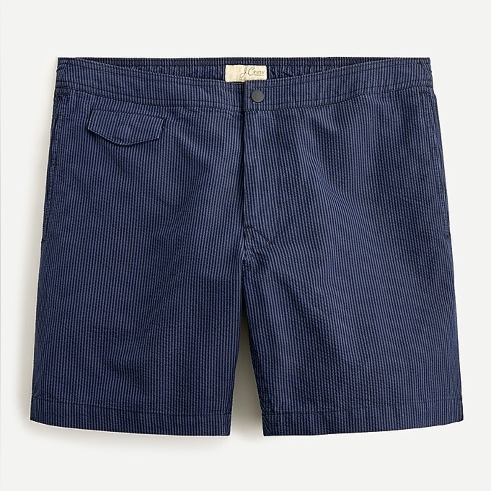 J. Crew Dark Blue Pinstripe Swim Trunks